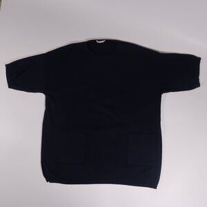 Black Short Sleeve Sweater with Front Pockets Made in USA